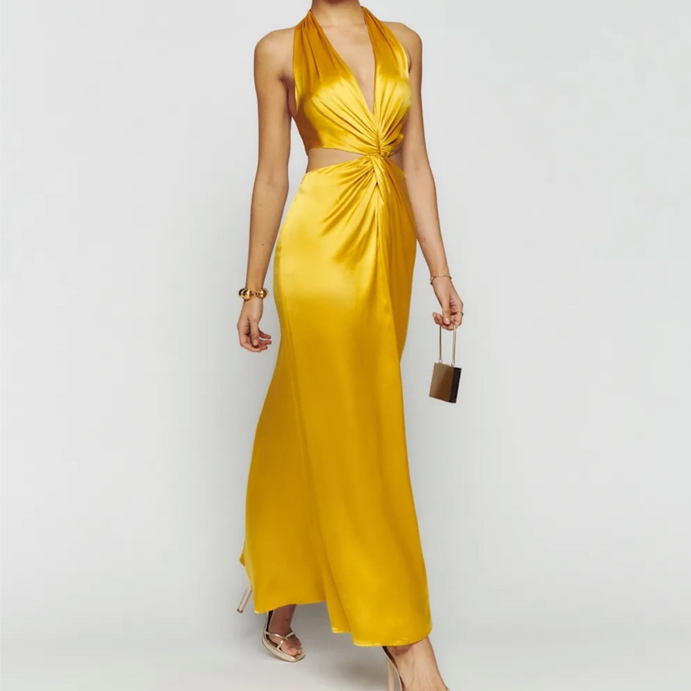 NWT Reformation Nerida Silk Dress - Turmeric, Size 0